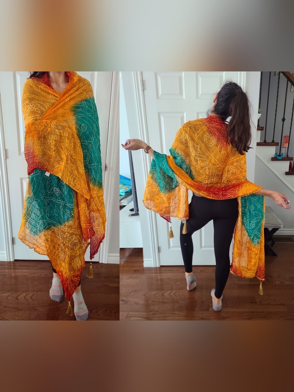 Tassel Trim Dupatta Scarf, Traditional Indian Women Clothing